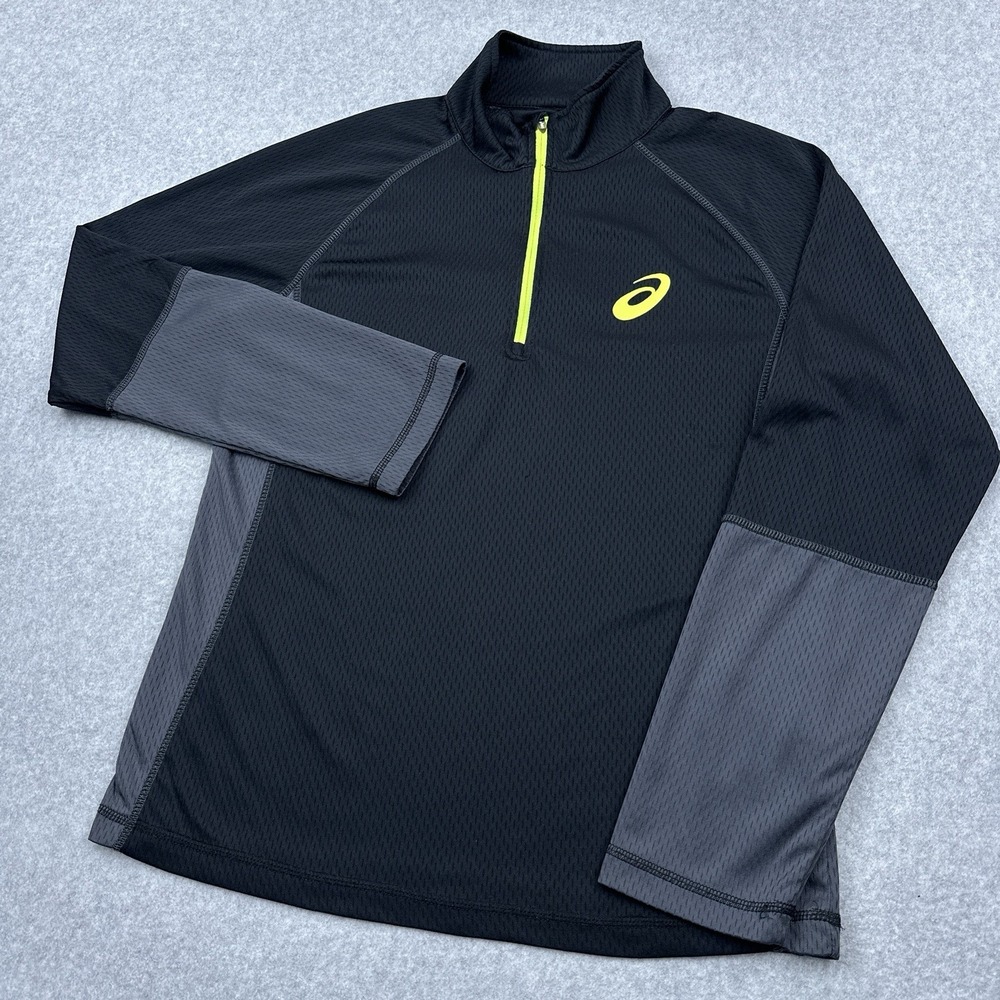 ASICS Running Performance 1/4 Zip Pullover Men's Small Black Stretch Lightweight